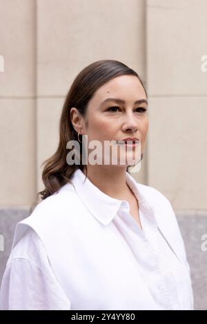 Aida Folch Poses portrait session during the promotion of Isla Perdida (Haunted Heart), at on July 19, 2024 in Madrid, Spain. Stock Photo