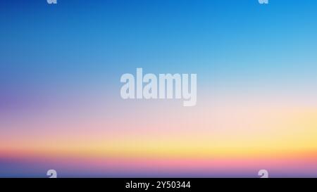 Sunset Gradient Sky Background with Soft Hues of Pink, Orange, Yellow, and Blue, Serene Landscape Ideal for Nature, Calm, and Peaceful Themes Stock Vector