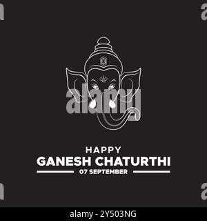 Happy Ganesh Chaturthi, 7 September, greeting card Ganesh Chaturthi, Social media template, vector illustration, stock illustaction, Ganesh Chaturthi Stock Vector