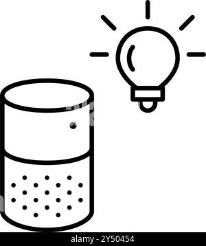 Smart speaker and light bulb. Technology inspired creativity. Virtual assistance innovation. Pixel perfect, editable stroke vector icon Stock Vector