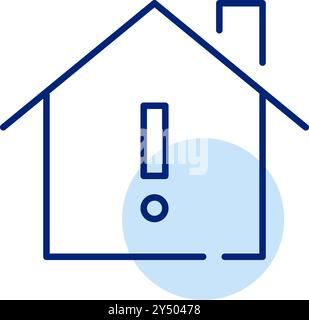 House and exclamation mark. Home alert, household warning. Pixel perfect, editable stroke vector icon Stock Vector