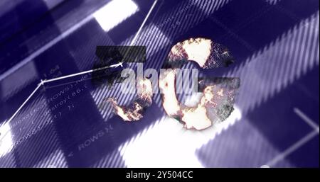 Programming code and 5g text image over abstract background with glitch effect Stock Photo