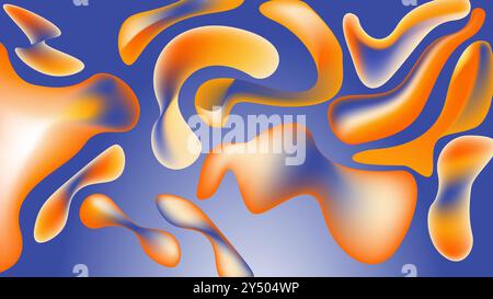 Orange and blue abstract shapes against a gradient background. Perfect for modern designs, social media posts, or website backgrounds. Stock Vector