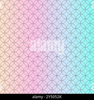 Interlocking circles pattern in pink and blue gradient; suitable for backgrounds, textiles, wrapping papers, and stationary designs. Stock Vector