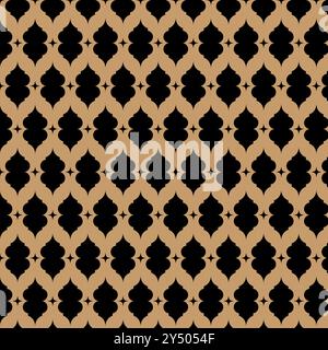Geometri pattern brown, tan background with repeating black fourpointed star and teardrop shapes ideal for adding an elegant touch to graphic design p Stock Vector