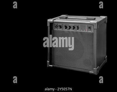 guitar amplifier on black background, with EQ for bass electric guitar Stock Photo
