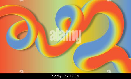 Three colorful, intertwined loops on gradient background suitable for abstract designs, digital art, technology concepts, and creative themes. Stock Vector