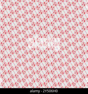 Repeating pattern of red curved lines forming hexagons. Perfect for backgrounds, textiles, packaging design, and abstract concepts needing dynamic vis Stock Vector