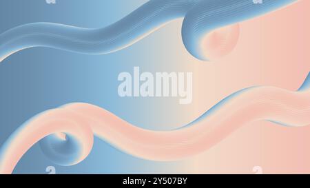 Two wavy lines in pink and blue on gradient background suitable for abstract design projects, business cards, and artistic presentations. Stock Vector