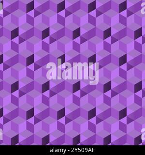 Purple isometric pattern with repeating cubes for abstract backgrounds suitable for graphic design projects, flyers, posters, and website backdrops. Stock Vector