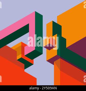 Isometric shapes in various colors create an abstract background. Suitable for modern design projects needing a vibrant and dynamic look. Stock Vector