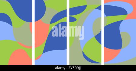 Abstract panels in blue, green, and orange suitable for backgrounds, websites, or print designs needing a modern touch of color. Stock Vector