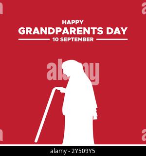 grandparents day, 10 September, greeting card, social media template, grandparents day banner design, grandparents day ads design. Stock Vector