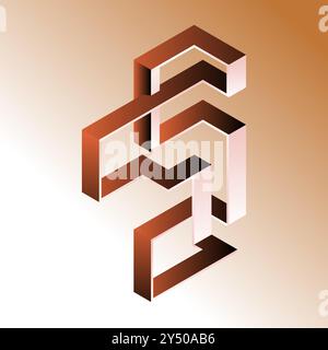 Brown and white isometric shapes on a gradient background. Suitable for modern design projects, abstract backgrounds, and graphic design layouts. Stock Vector
