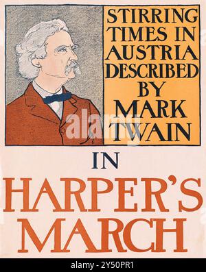 Stirring times in Austria described by Mark Twain in Harper's March magazine, 1800s, illustration Stock Photo