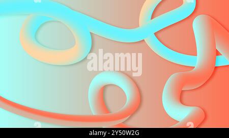 Intertwined pastel blue and orange loops on gradient background are perfect for design projects, backgrounds, branding, and abstract concepts. Stock Vector