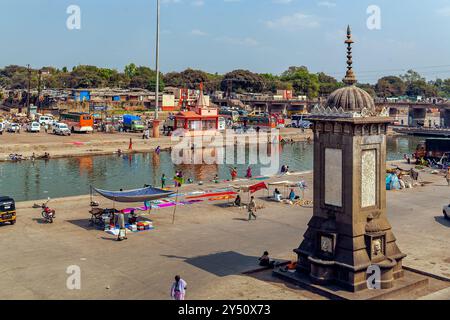 02 20 2007 Godavari River at Ram Kund (Ganga Ghat).Nashik Darshan| Nashik Maharashtra India Asia. Stock Photo