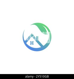 Home Leaf Logo Design. Green House Logo Stock Vector