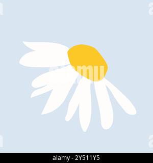 Beautiful daisy flower, meadow and hand drawn daisy flower on blue backgrounds vector illustration Stock Vector