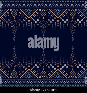 Indian clothes pattern design for vector, Modern Indian textile vector. A Geometric traditional ethnic pattern Ikat seamless pattern border abstract d Stock Vector