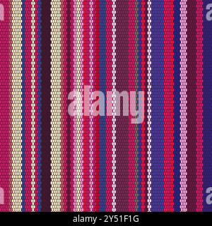 A lined textiles of colorful shapes traditional pattern on dark Background used for fashion and clothes, Blanket stripes in seamless vector pattern Stock Vector