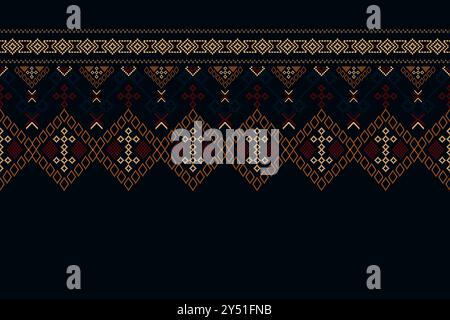 Traditional ethnic pattern for Indian clothes pattern design for vector, Modern Indian textile vector with cross seamless pattern border abstract Stock Vector