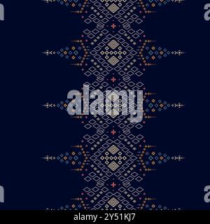 Traditonal Cross stitch Idian clothes pattern, nature vintages cross stitch traditional ethnic pattern in Ikat background abstract Aztec African Indon Stock Vector