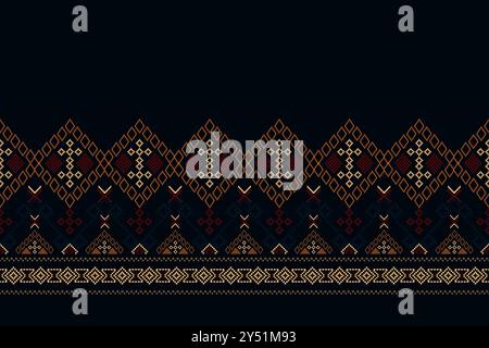 Traditional ethnic pattern for Indian clothes pattern design for vector, Modern Indian textile vector with cross seamless pattern border abstract Stock Vector