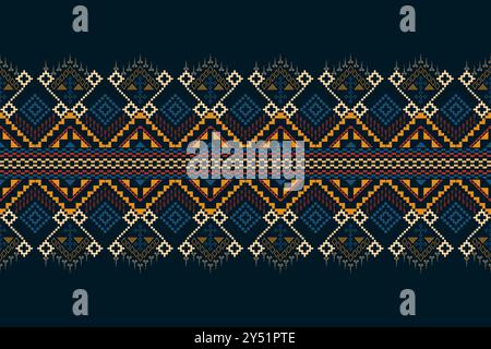 A cloth dress carpet curtains and sarong Aztec African Indian Indonesian.Traditional navy blue geometric ethnic pattern vector Stock Vector