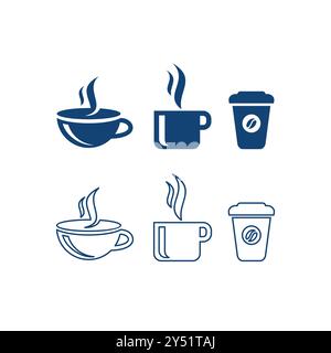 Coffee Cup Set Icon Logo vector. Hot Cup Icon Stock Vector