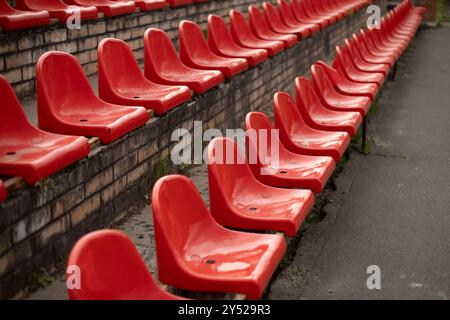 Sports stand. Empty seats in the stadium. Stock Photo