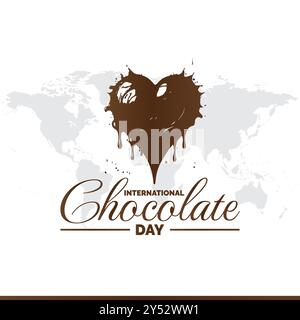 International Chocolate Day, Chocolate Day greeting card, social media editable template, stock illustration, International Chocolate Day typography. Stock Vector