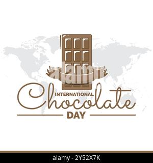 International Chocolate Day, Chocolate Day greeting card, social media editable template, stock illustration, International Chocolate Day typography. Stock Vector