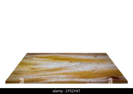 Empty retro wooden plank material on square shape for place product and other, isolated on white background Stock Photo