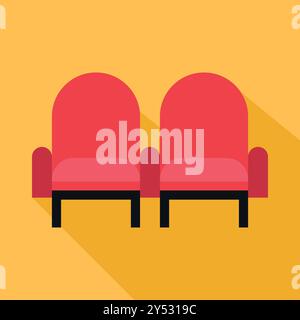 Cinema seats icon. Movie theater chairs icon symbol. Vector illustration Stock Vector