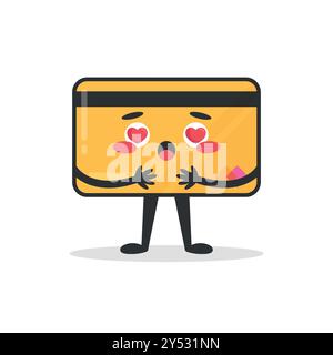 Cute cartoon credit card character in love. Love credit card. Vector illustration Stock Vector