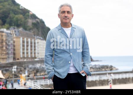 Jon Sistiaga Poses portrait session during the promotion of Cavanillas, at Terraza Palacio Kursal on September 21, 2019 in San Sebastian, Spain. Stock Photo