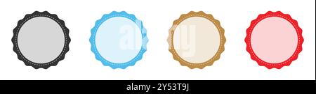 Simple circle frame vector icon set in different color. Collection of empty circular stamp signs. Blank labels or circular stamp set of four. Vector. Stock Vector