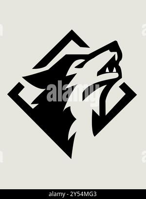 Fox face Logo in Black, Fox logo, Stock Vector
