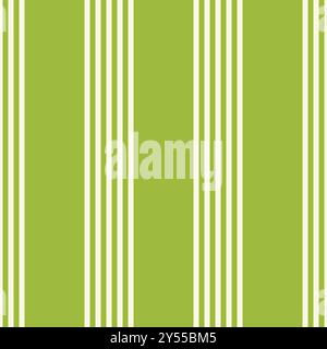 Seamless vector pattern with white ticking stripes on brat green. Textile print, background. Vector illustration Stock Vector