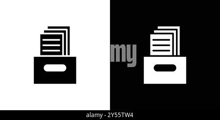 Archival box with documents icon linear logo mark set collection in black and white Stock Vector