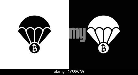Bitcoin airdrop icon linear logo mark set collection in black and white Stock Vector