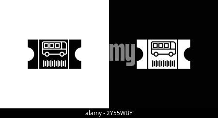 Bus Ticket icon linear logo mark set collection in black and white Stock Vector