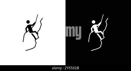 Climbing icon linear logo mark set collection in black and white Stock Vector
