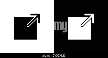 External link icon linear logo mark set collection in black and white Stock Vector