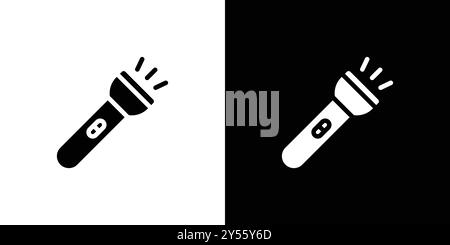Flashlight icon linear logo mark set collection in black and white Stock Vector