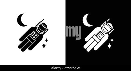 Cosmonaut icon linear logo mark set collection in black and white Stock Vector