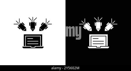 Ddos icon linear logo mark set collection in black and white Stock Vector