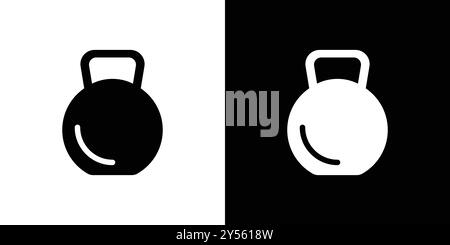 kettlebell icon linear logo mark set collection in black and white Stock Vector