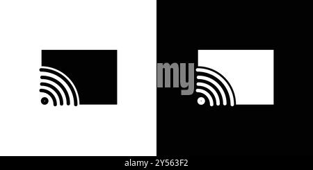 Screen cast icon linear logo mark set collection in black and white Stock Vector